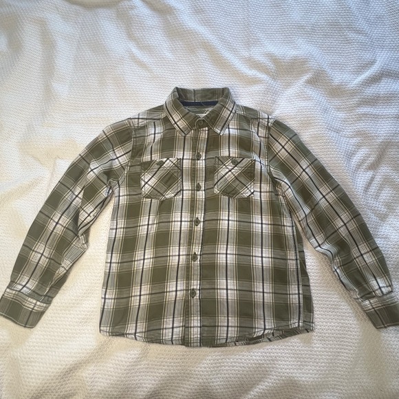 Sonoma Boys Green Cotton Flannel Plaid Long Sleeve Button Down Size Medium 5/6 - Picture 1 of 8